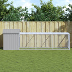 Kippenhok met ren staal 117x405x123 cm grijs