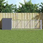 Hondenhok met ren 110x405x110 cm staal antraciet