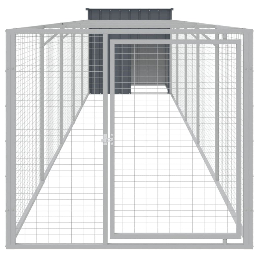 Hondenhok met ren 110x609x110 cm gegalvaniseerd staal antraciet