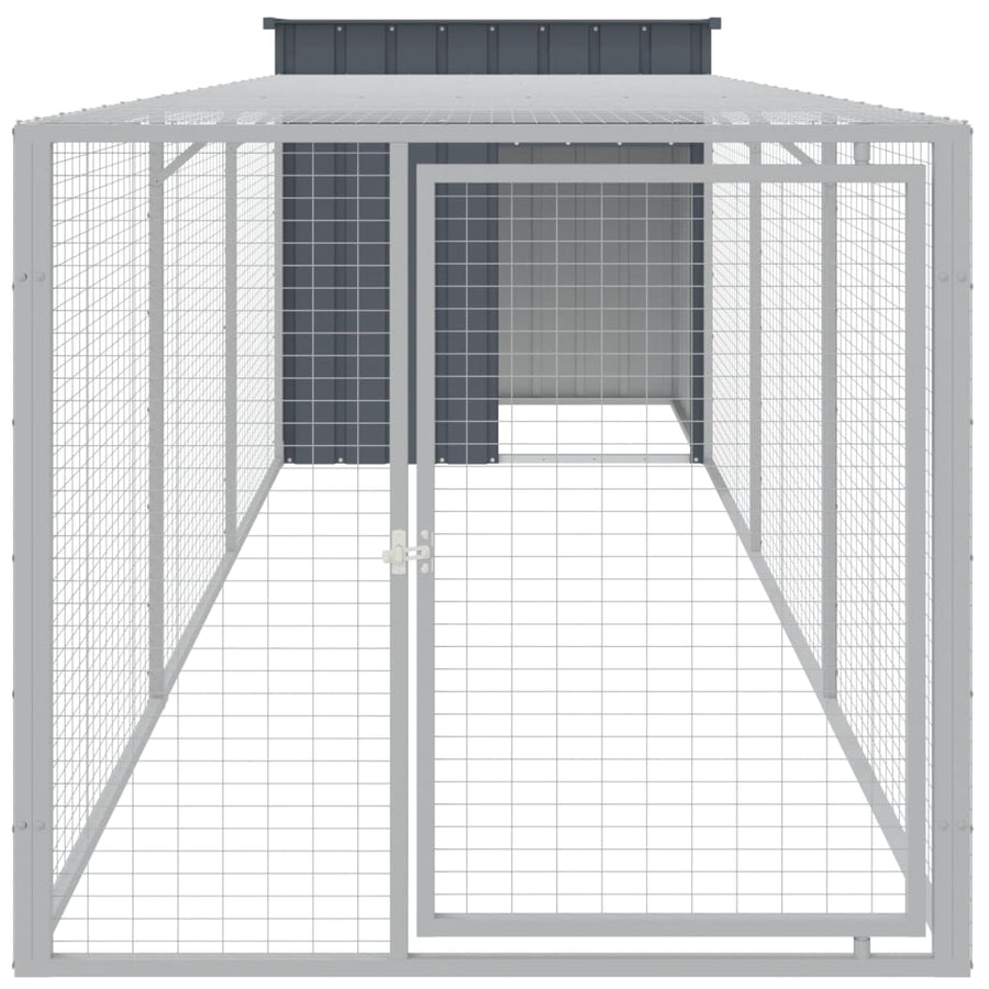 Kippenhok Met Ren Gegalvaniseerd Staal 110 x 405 x 110 cm