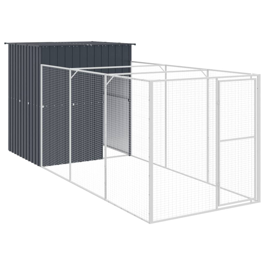Hondenhok met ren 165x455x181 cm gegalvaniseerd staal antraciet 165 x 455 x 181 cm Antraciet