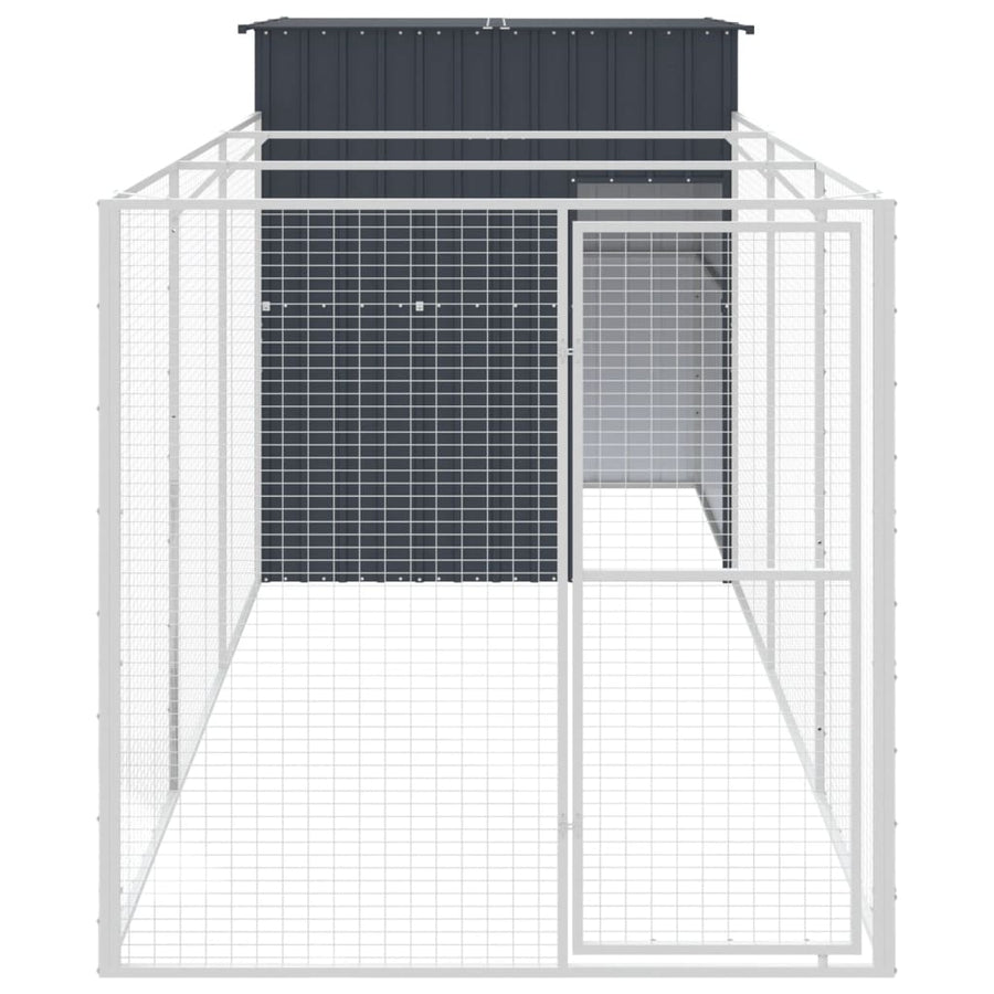 Hondenhok met ren 165x455x181 cm gegalvaniseerd staal antraciet 165 x 455 x 181 cm Antraciet