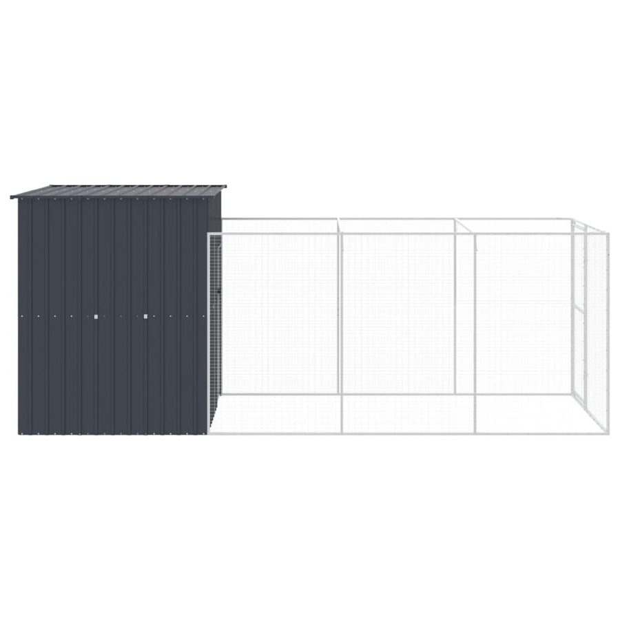 Hondenhok met ren 165x455x181 cm gegalvaniseerd staal antraciet 165 x 455 x 181 cm Antraciet