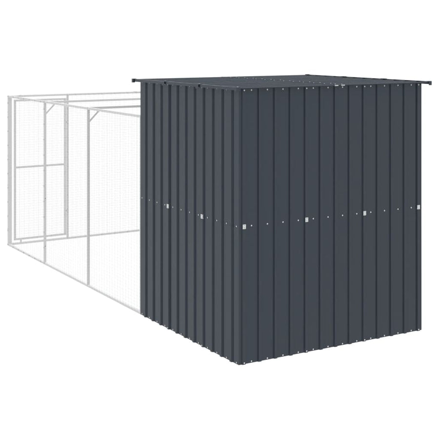 Hondenhok met ren 165x455x181 cm gegalvaniseerd staal antraciet 165 x 455 x 181 cm Antraciet