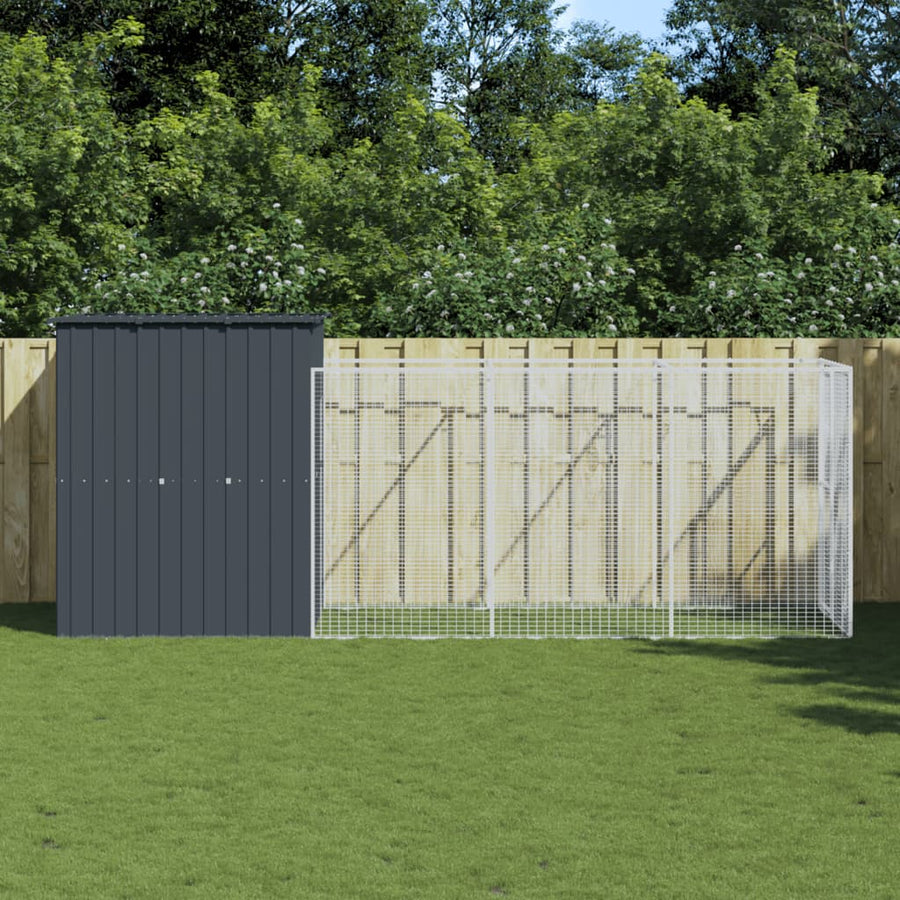 Hondenhok Met Ren 165X863X181 Cm Gegalvaniseerd Staal Antraciet