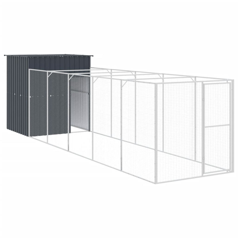 Hondenhok met ren 165x659x181 cm gegalvaniseerd staal antraciet 165 x 659 x 181 cm Antraciet