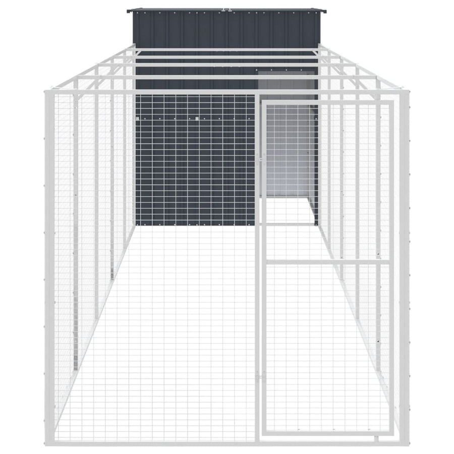 Hondenhok met ren 165x659x181 cm gegalvaniseerd staal antraciet 165 x 659 x 181 cm Antraciet
