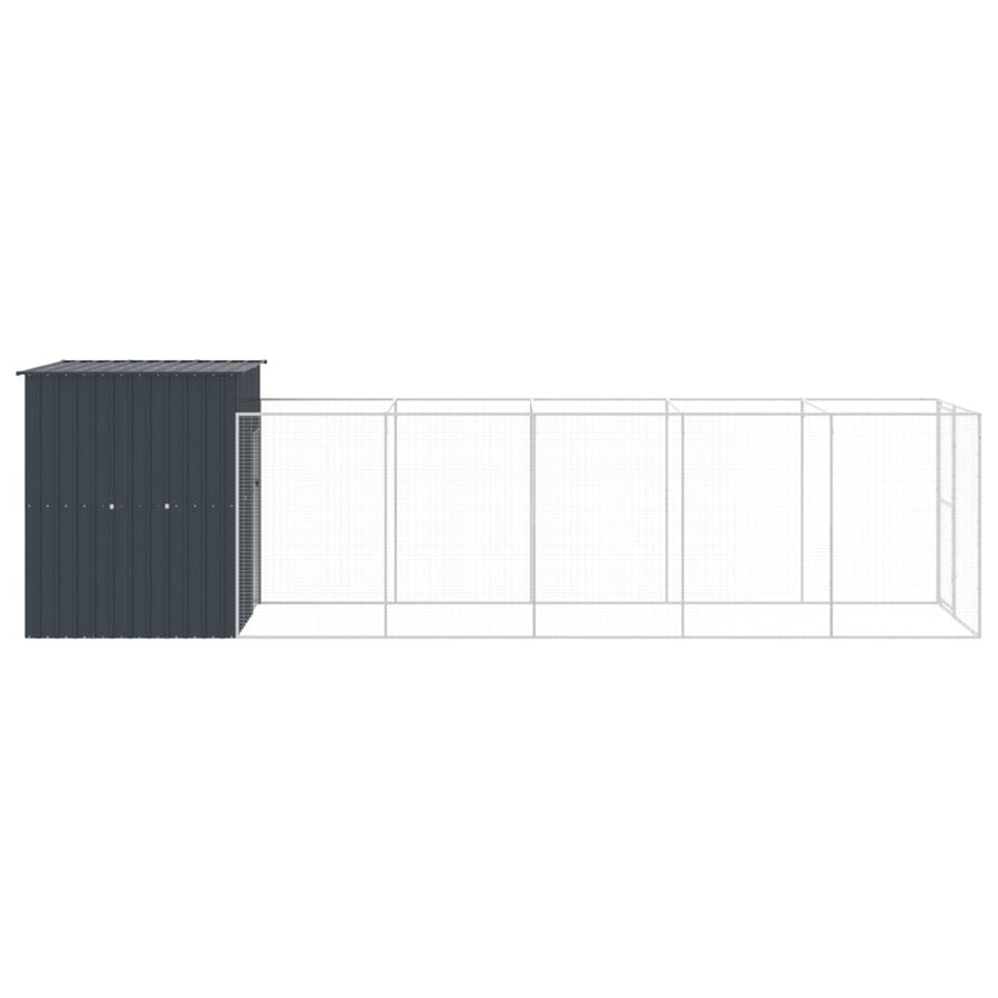 Hondenhok met ren 165x659x181 cm gegalvaniseerd staal antraciet 165 x 659 x 181 cm Antraciet