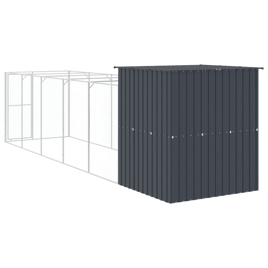 Hondenhok met ren 165x659x181 cm gegalvaniseerd staal antraciet 165 x 659 x 181 cm Antraciet