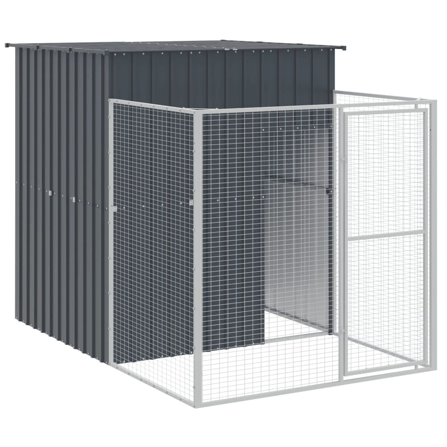 Hondenhok met ren 165x659x181 cm gegalvaniseerd staal antraciet 165 x 659 x 181 cm Antraciet