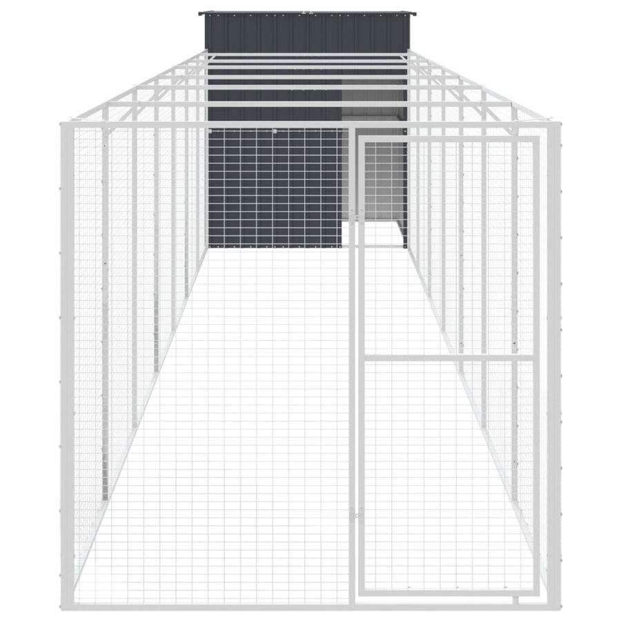 Hondenhok Met Ren 165X863X181 Cm Gegalvaniseerd Staal Antraciet