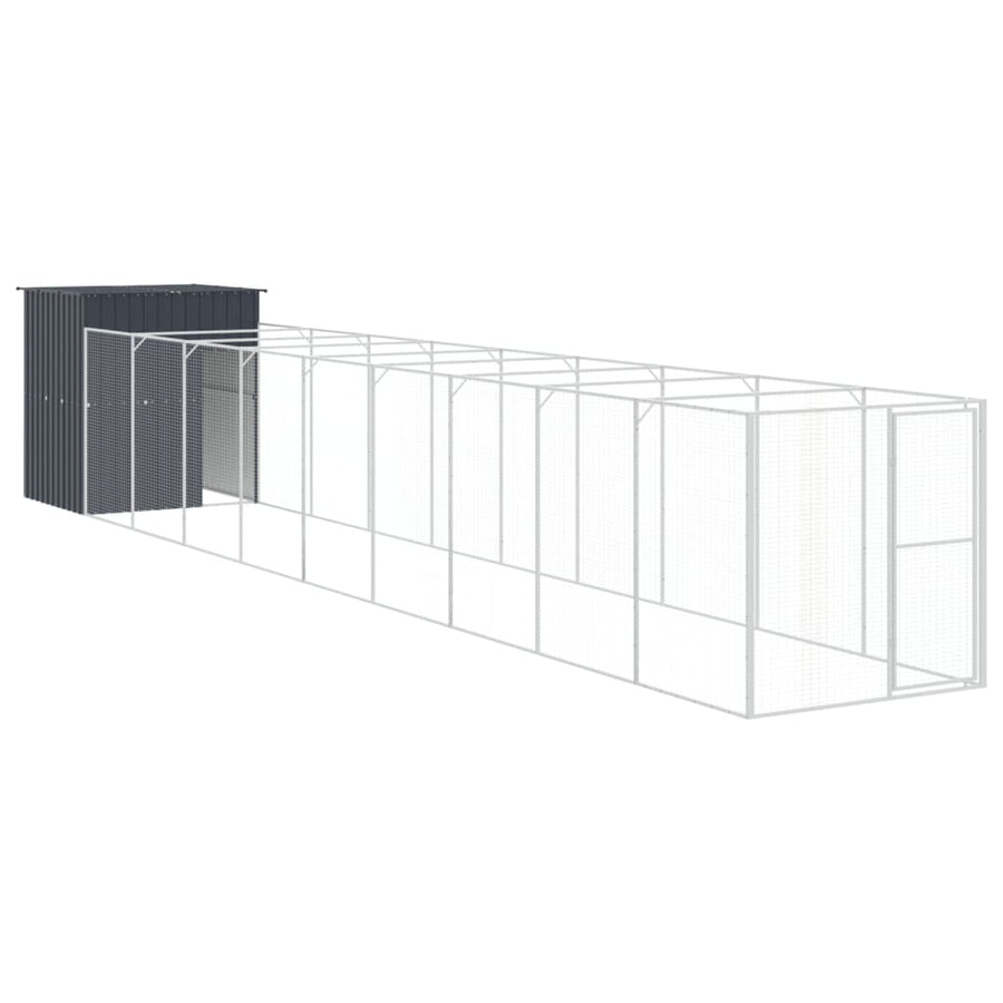 Hondenhok met ren 165x1067x181 cm staal antraciet 165 x 1067 x 181 cm Antraciet