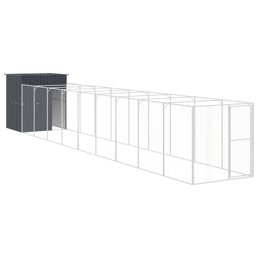 Hondenhok met ren 165x1067x181 cm staal antraciet 165 x 1067 x 181 cm Antraciet