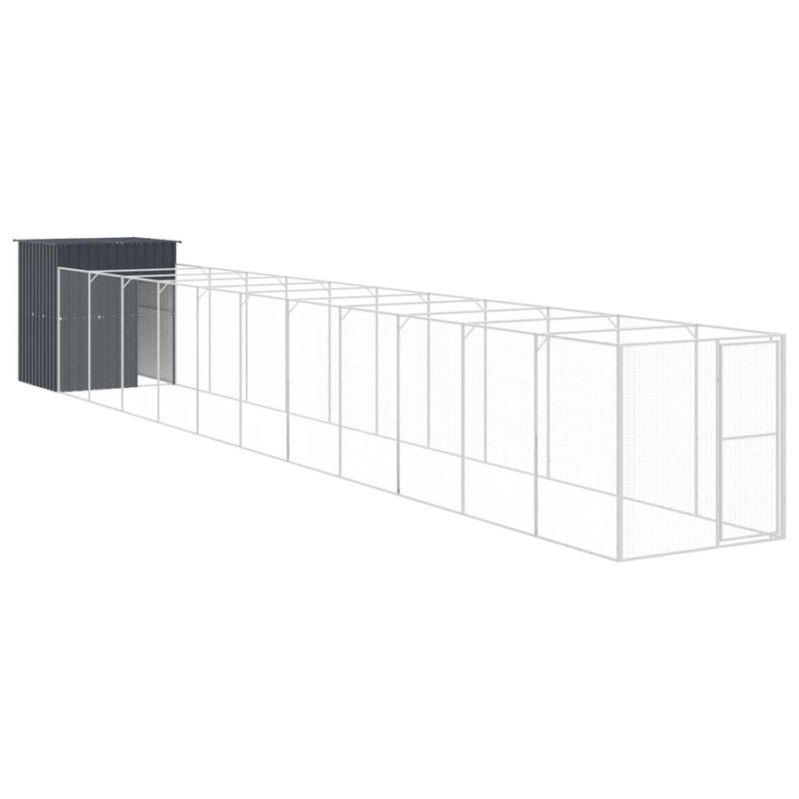 Hondenhok met ren 165x1271x181 cm staal antraciet 165 x 1271 x 181 cm Antraciet