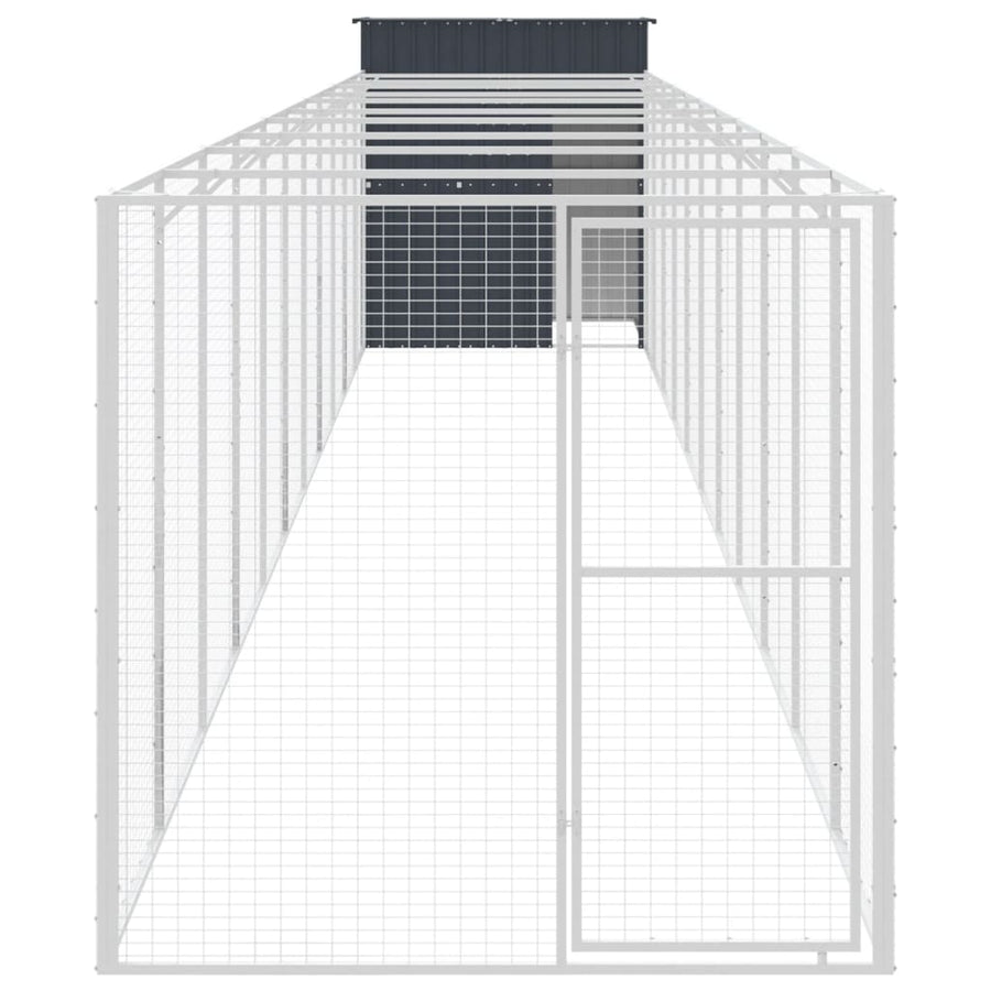 Hondenhok met ren 165x1271x181 cm staal antraciet 165 x 1271 x 181 cm Antraciet