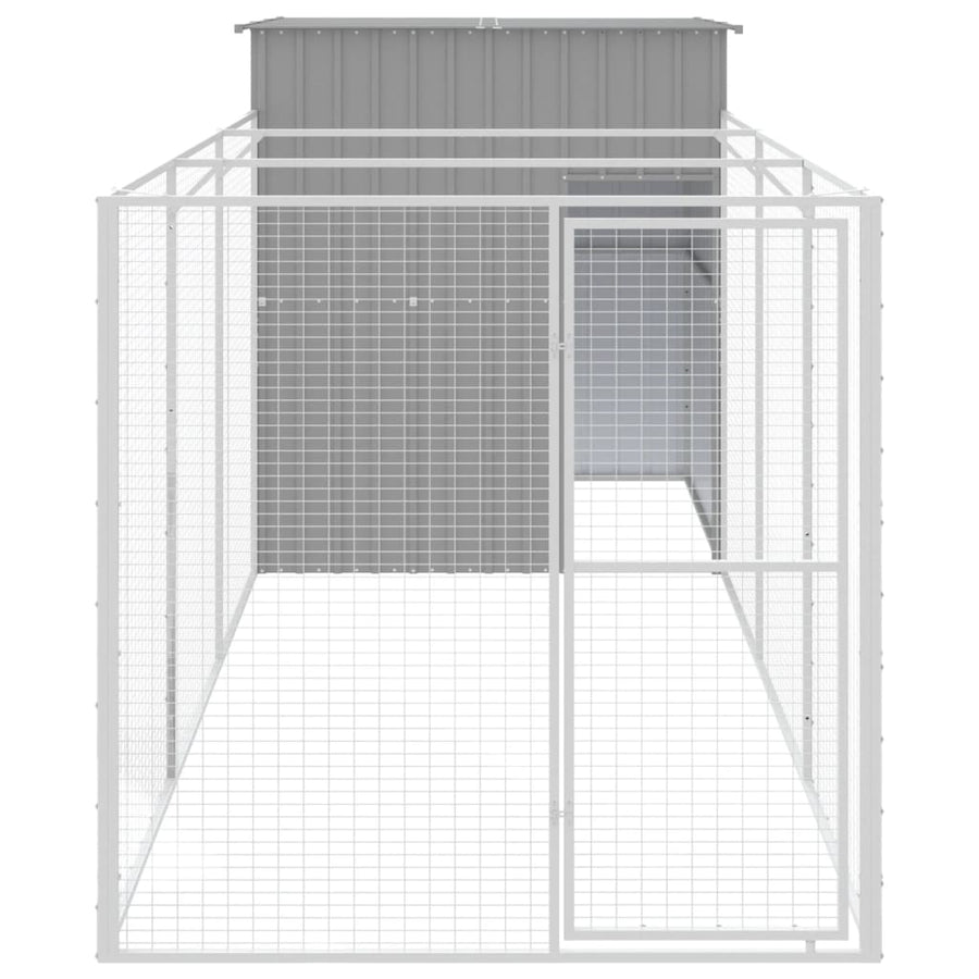 Hondenhok met ren 165x455x181 cm staal lichtgrijs 165 x 455 x 181 cm Lichtgrijs