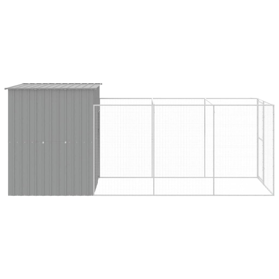 Hondenhok met ren 165x455x181 cm staal lichtgrijs 165 x 455 x 181 cm Lichtgrijs