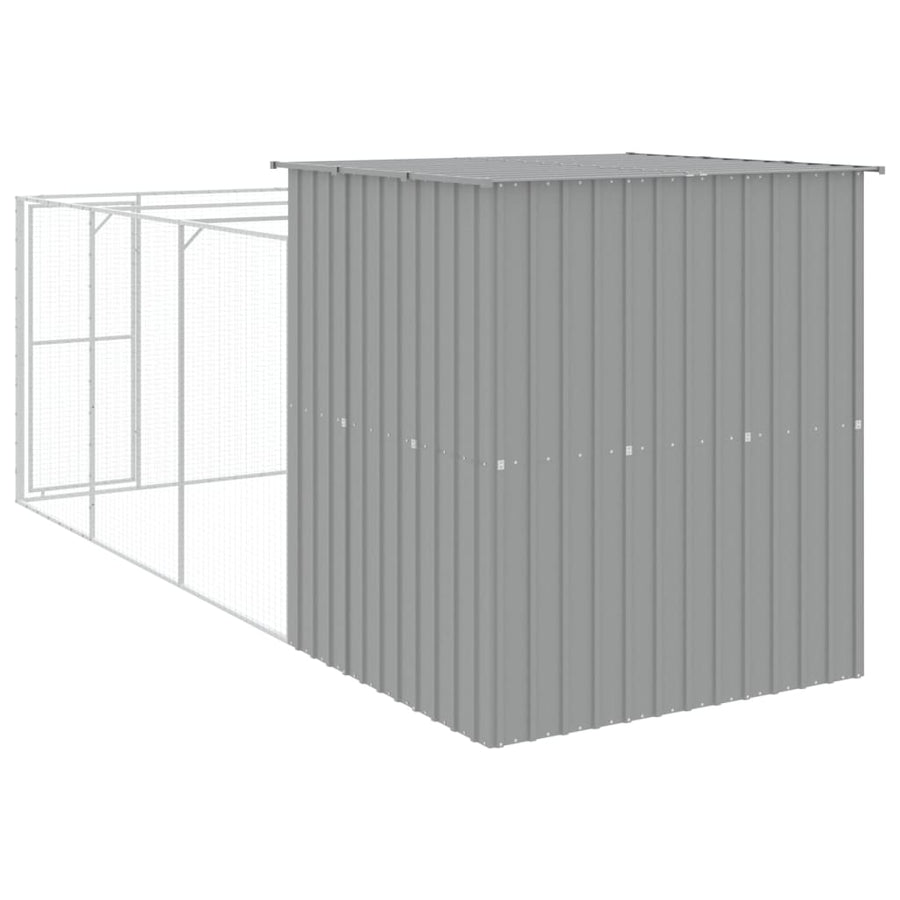Hondenhok met ren 165x455x181 cm staal lichtgrijs 165 x 455 x 181 cm Lichtgrijs
