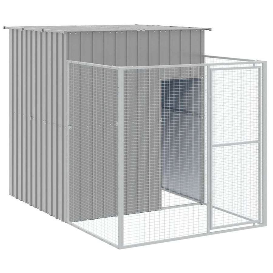 Hondenhok met ren 165x455x181 cm staal lichtgrijs 165 x 455 x 181 cm Lichtgrijs