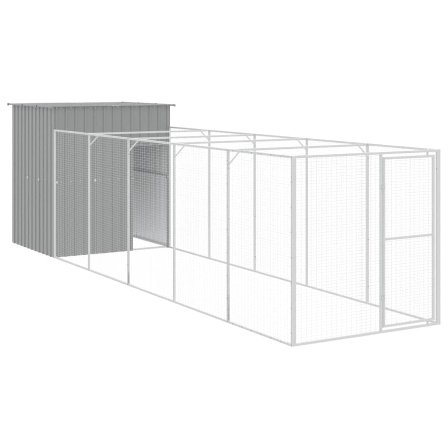 Hondenhok met ren 165x659x181 cm gegalvaniseerd staal grijs 165 x 659 x 181 cm Lichtgrijs