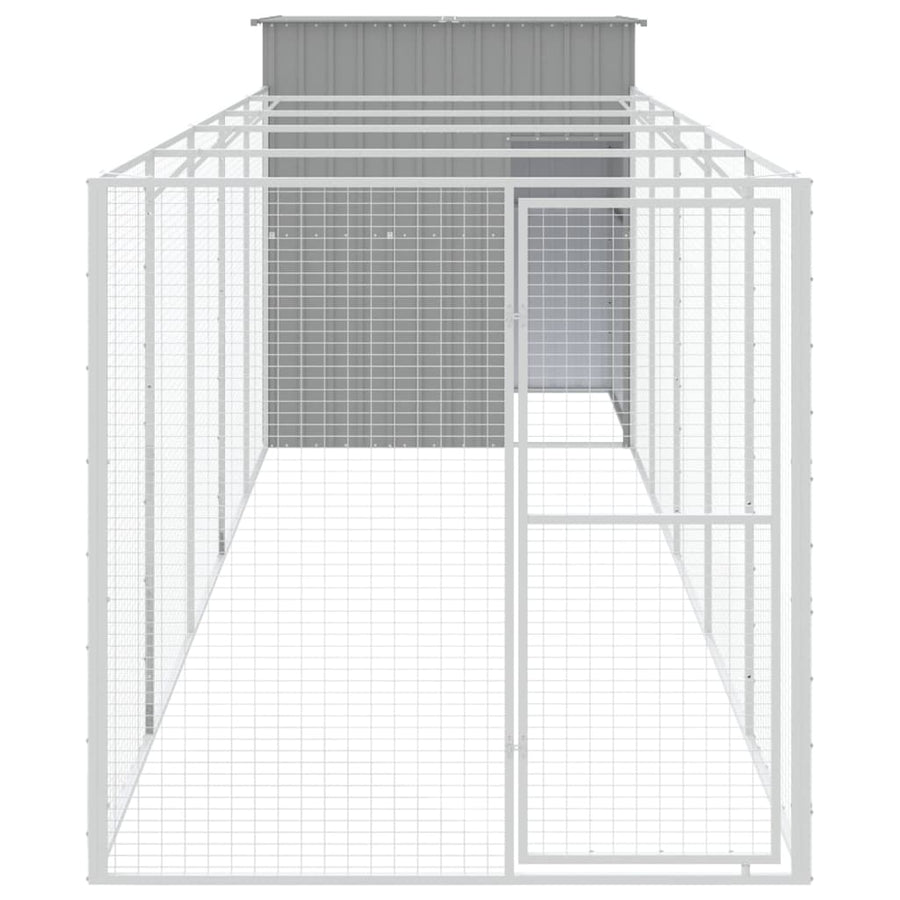 Hondenhok met ren 165x659x181 cm gegalvaniseerd staal grijs 165 x 659 x 181 cm Lichtgrijs