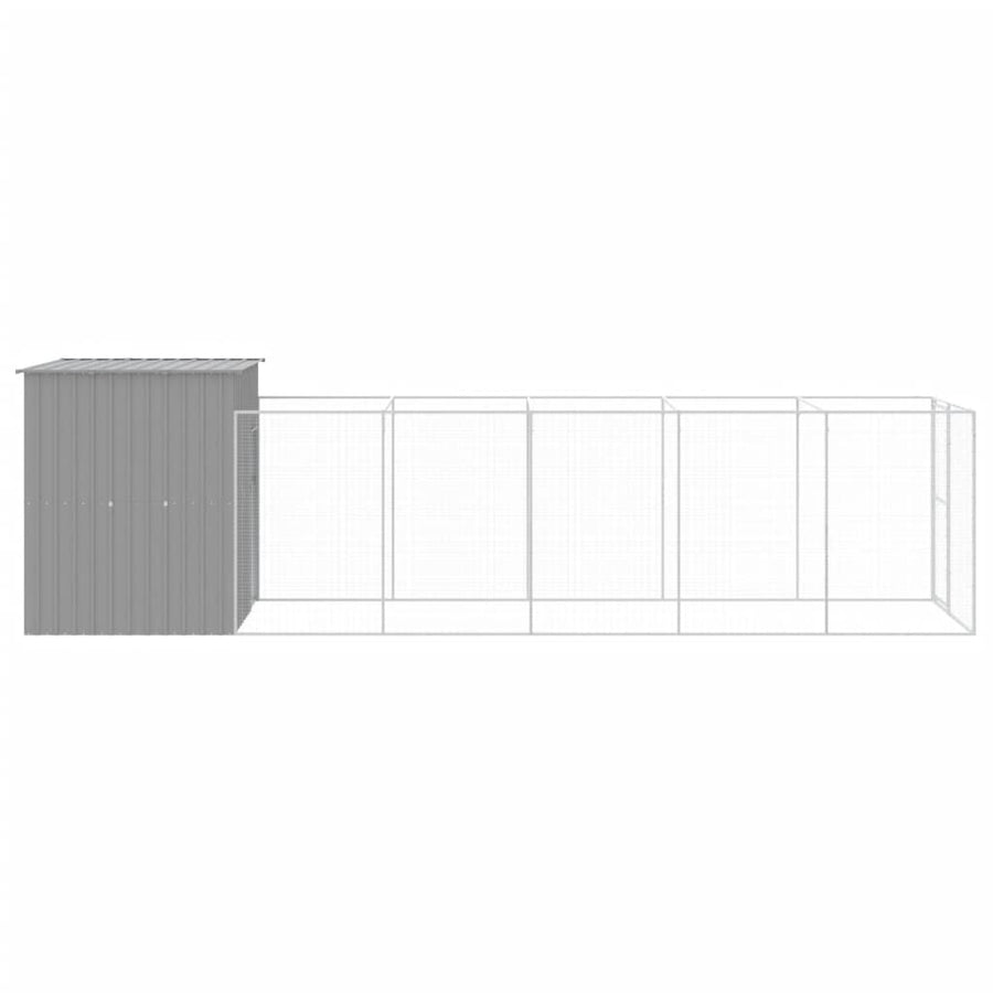 Hondenhok met ren 165x659x181 cm gegalvaniseerd staal grijs 165 x 659 x 181 cm Lichtgrijs