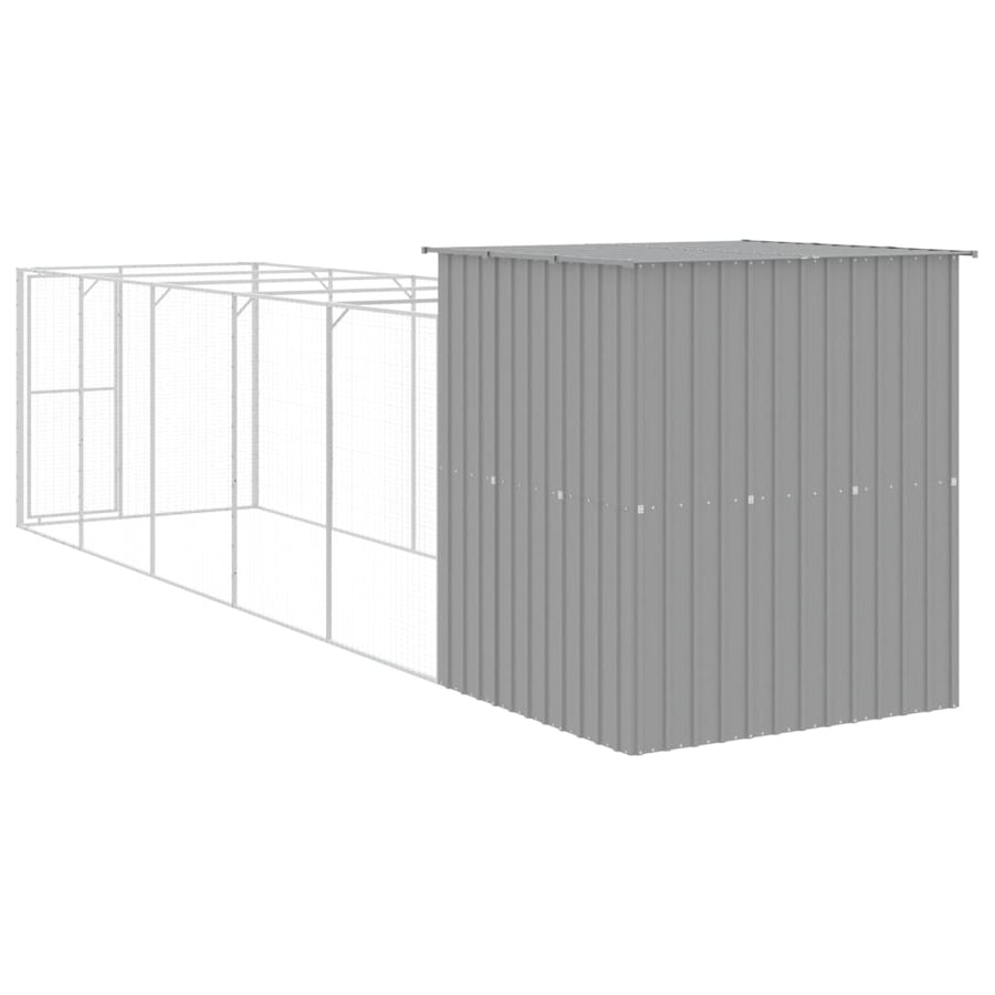 Hondenhok met ren 165x659x181 cm gegalvaniseerd staal grijs 165 x 659 x 181 cm Lichtgrijs