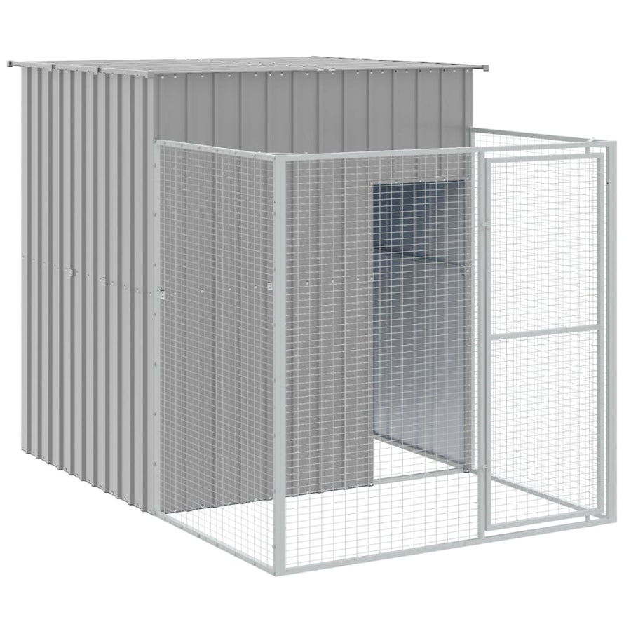 Hondenhok met ren 165x659x181 cm gegalvaniseerd staal grijs 165 x 659 x 181 cm Lichtgrijs