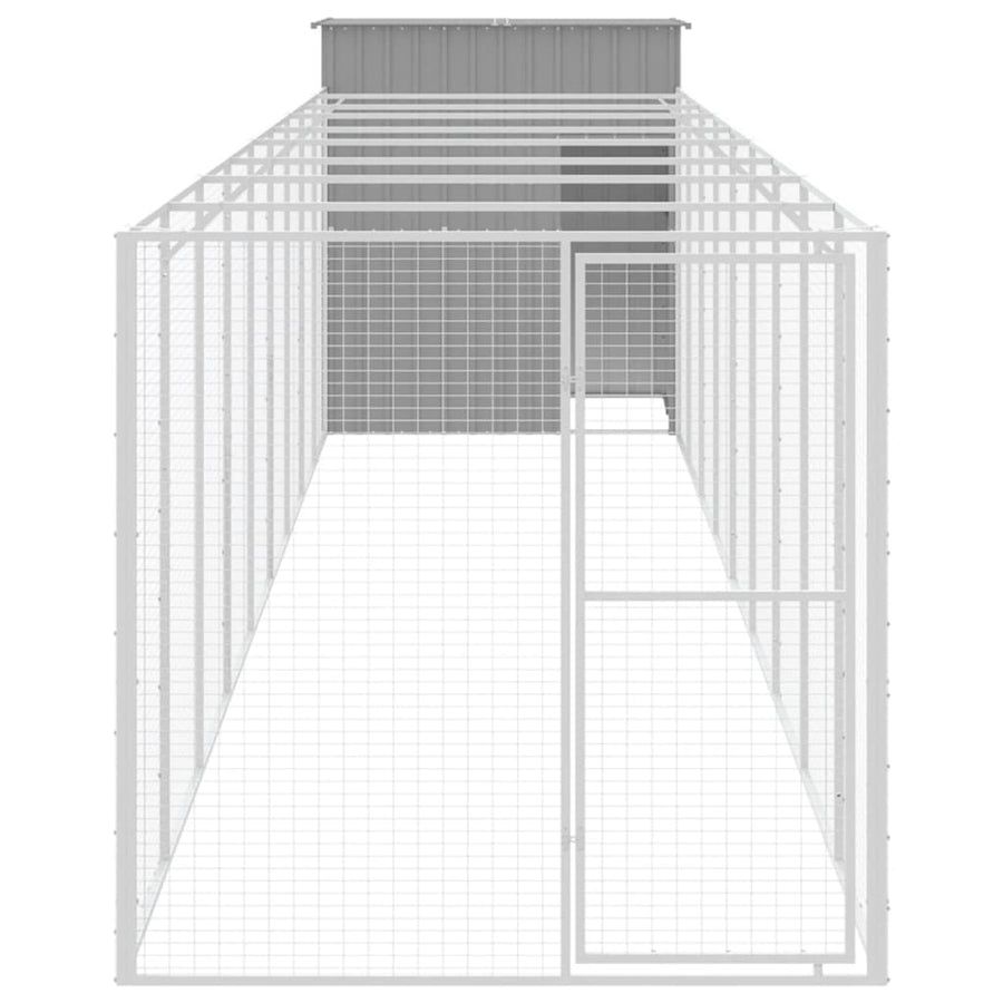 Hondenhok met ren 165x1.067x181 cm staal lichtgrijs 165 x 1067 x 181 cm Lichtgrijs
