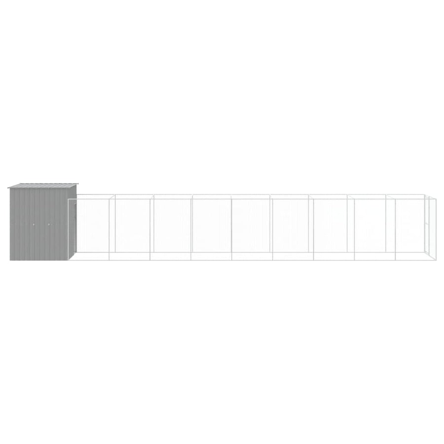 Hondenhok met ren 165x1.067x181 cm staal lichtgrijs 165 x 1067 x 181 cm Lichtgrijs