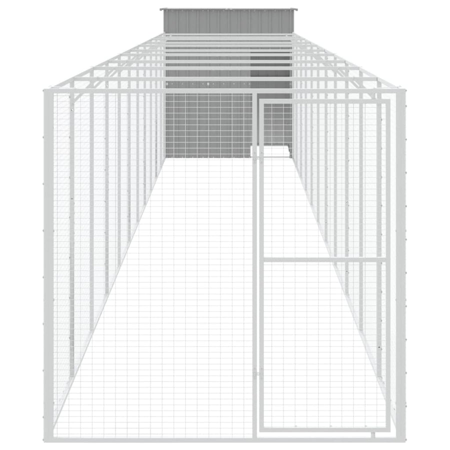 Hondenhok met ren 165x1271x181 cm staal lichtgrijs 165 x 1271 x 181 cm Lichtgrijs
