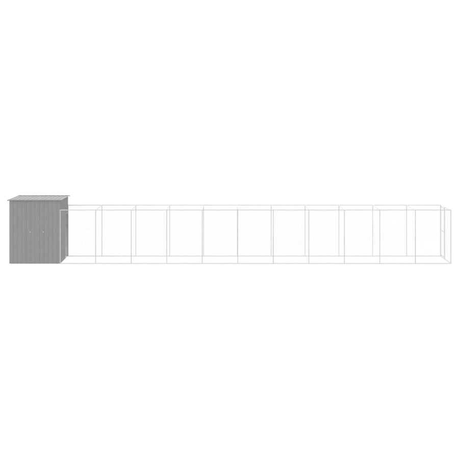 Hondenhok met ren 165x1271x181 cm staal lichtgrijs 165 x 1271 x 181 cm Lichtgrijs