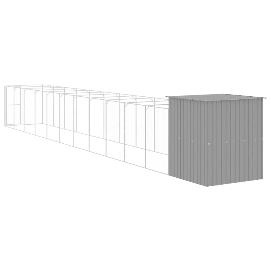 Hondenhok met ren 165x1271x181 cm staal lichtgrijs 165 x 1271 x 181 cm Lichtgrijs