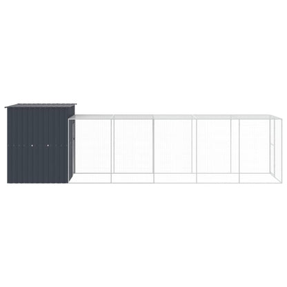 Kippenhok Met Ren Gegalvaniseerd Staal 165 x 659 x 181 cm Antraciet
