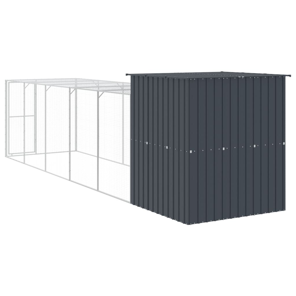 Kippenhok Met Ren Gegalvaniseerd Staal 165 x 659 x 181 cm Antraciet