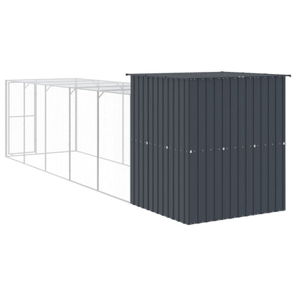 Kippenhok Met Ren Gegalvaniseerd Staal 165 x 659 x 181 cm Antraciet