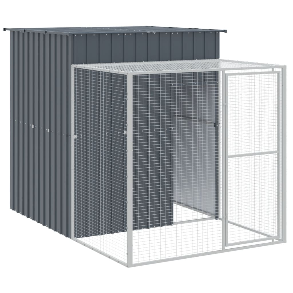 Kippenhok Met Ren Gegalvaniseerd Staal 165 x 659 x 181 cm Antraciet
