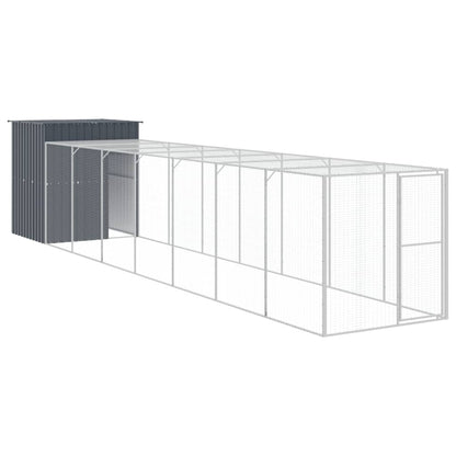 Kippenhok Met Ren Gegalvaniseerd Staal 165 x 863 x 181 cm Antraciet
