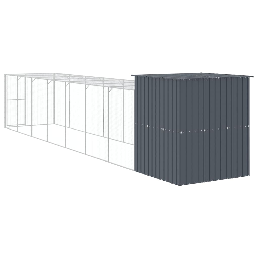 Kippenhok Met Ren Gegalvaniseerd Staal 165 x 863 x 181 cm Antraciet