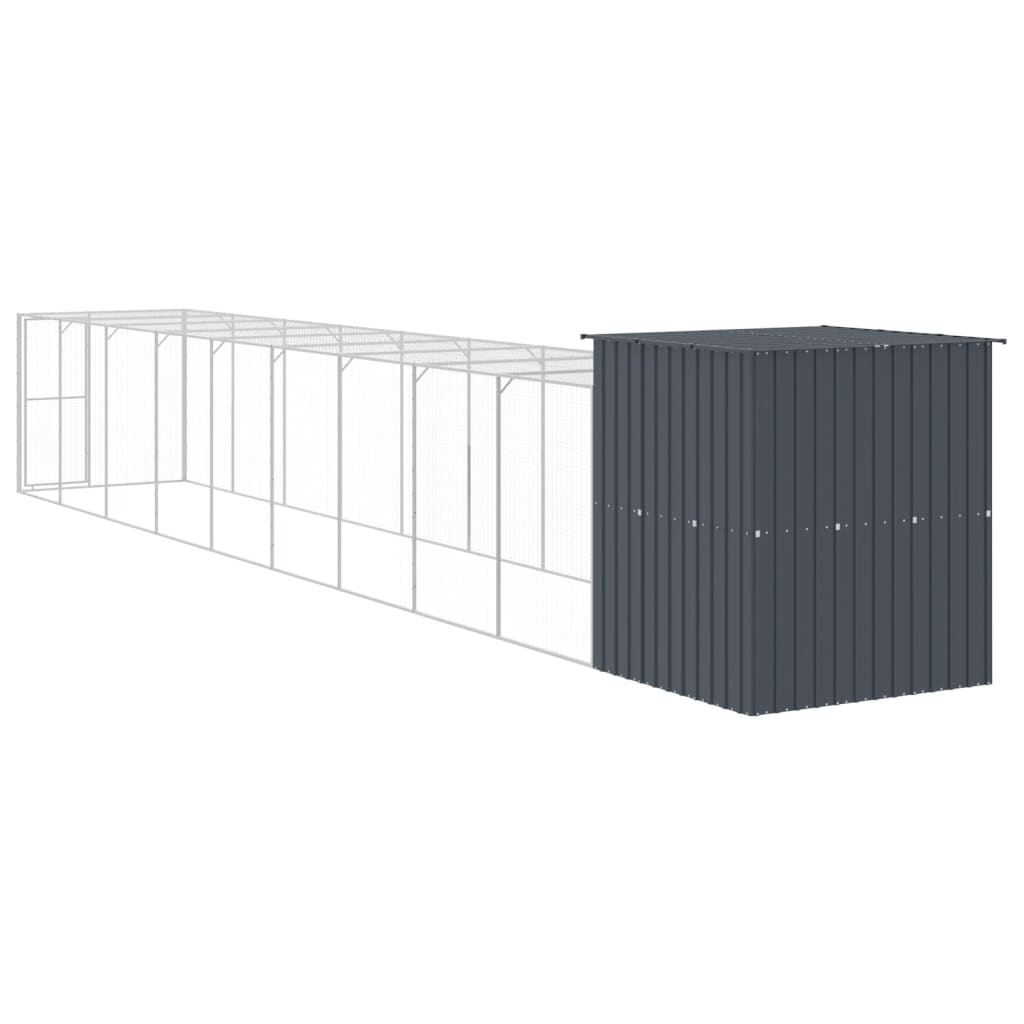 Kippenhok Met Ren Staal 165 x 1067 x 181 cm Antraciet