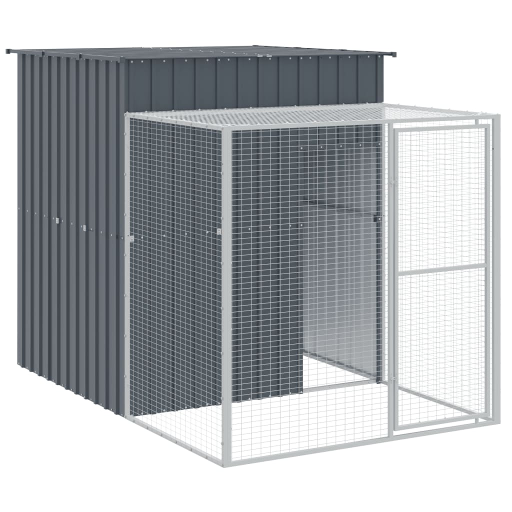Kippenhok Met Ren Staal 165 x 1067 x 181 cm Antraciet