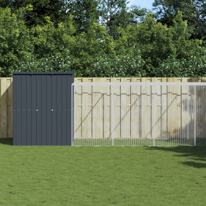 Kippenhok Met Ren Staal 165 x 1067 x 181 cm Antraciet