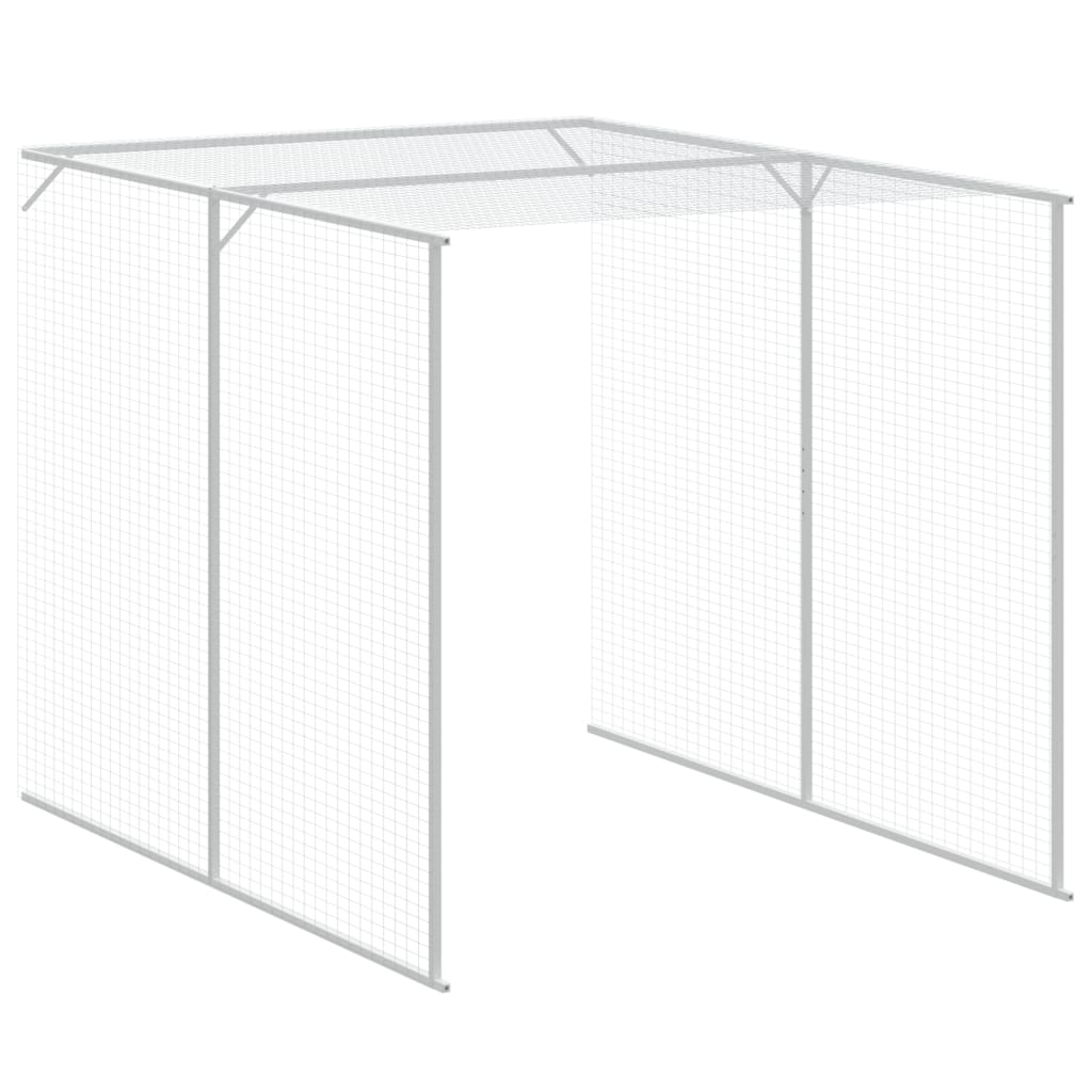 Kippenhok Met Ren Staal 165 x 659 x 181 cm Lichtgrijs