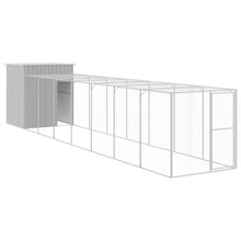 Kippenhok Met Ren Gegalvaniseerd Staal Grijs 165 x 863 x 181 cm Lichtgrijs