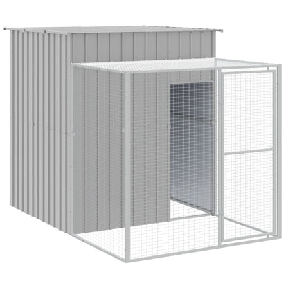 Kippenhok Met Ren Gegalvaniseerd Staal Grijs 165 x 863 x 181 cm Lichtgrijs