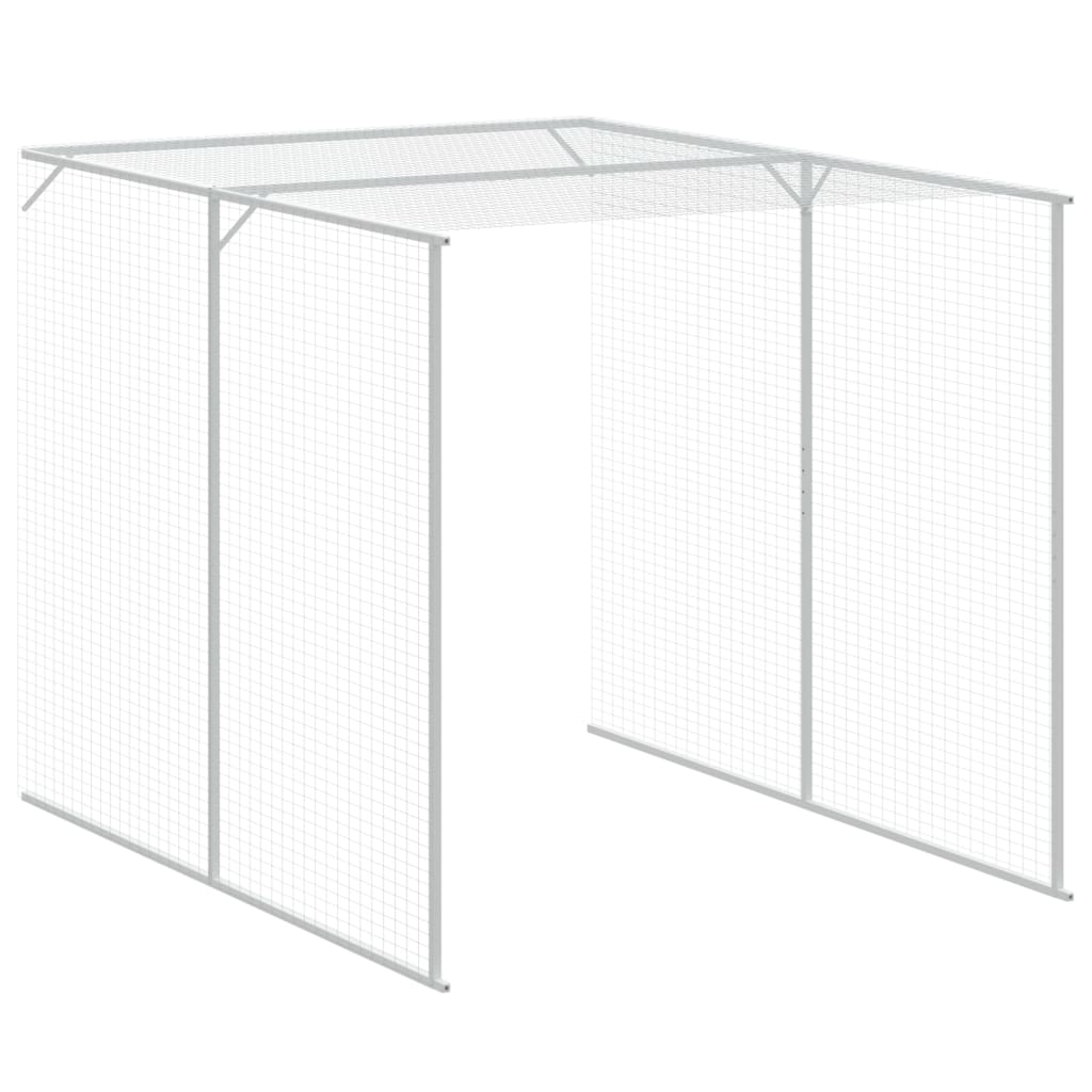 Kippenhok Met Ren Staal 165 x 1067 x 181 cm Lichtgrijs