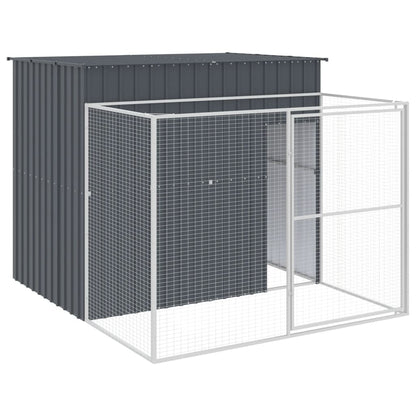 Hondenhok met ren 214x253x181 cm gegalvaniseerd staal antraciet 214 x 253 x 181 cm Antraciet