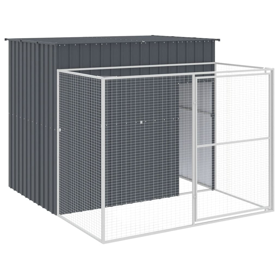 Hondenhok met ren 214x253x181 cm gegalvaniseerd staal antraciet 214 x 253 x 181 cm Antraciet