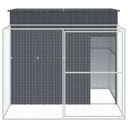 Hondenhok met ren 214x253x181 cm gegalvaniseerd staal antraciet 214 x 253 x 181 cm Antraciet