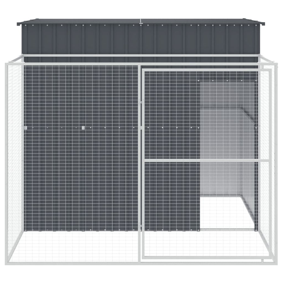 Hondenhok met ren 214x253x181 cm gegalvaniseerd staal antraciet 214 x 253 x 181 cm Antraciet